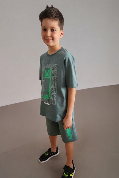 EYLÜL EZGİ BUTİK Boys Printed Summer T-Shirt Shorts Two-Piece Set