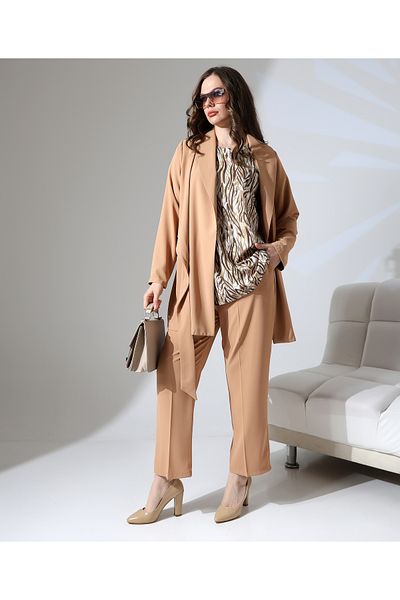 Fi'l Arz Fashion Double Breasted Tie Jacket Suit