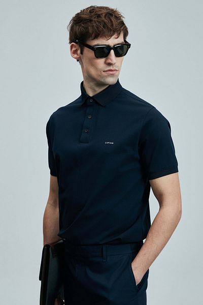 Lufian 111040228 Luna Πόλο Γιακά T-shirt Ανδρικό T-shirt Ναυτικό Μπλε
