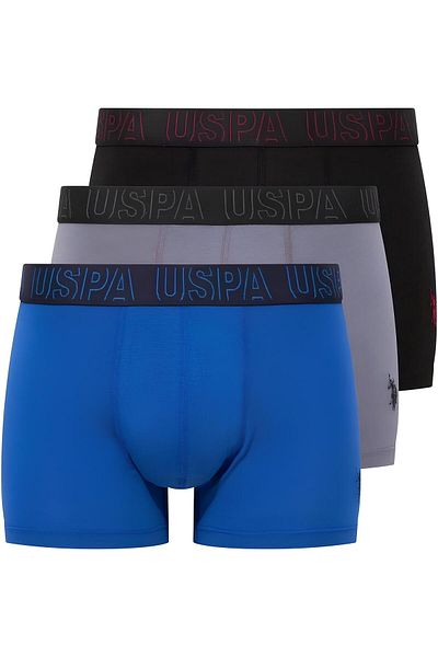 U.S. Polo Assn. Ανδρικό Σετ Μπόξερ 3 τεμαχίων - Anthracite Saks Μπλε & Μαύρο Χρώμα Βαμβακερά Εσώρουχα