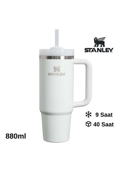 Stanley كوينشر H2.o فلوستيت ™   ترمس مع مصاصة 0.8 لتر زجاجة مياه مع مصاصة باللون الأبيض