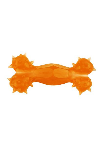 Agility Jucarie din cauciuc pentru caini, forma de Os cu Gaura, 12 cm, portocaliu