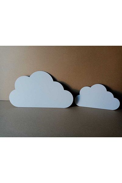 OEM Set of 2 wooden cloud decorations. Dimensions 60x34 cm; 45x26 cm