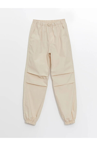 LC Waikiki LCW Παιδικό μπεζ ελαστικό παντελόνι μέσης για κορίτσια Jogger