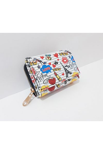renkli çiçekler Children's Wallet 11X8X4 cm Paris Patterned Children's Wallet