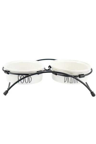 Agility Suport metalic cu 2 boluri ceramica, diametru 12 cm