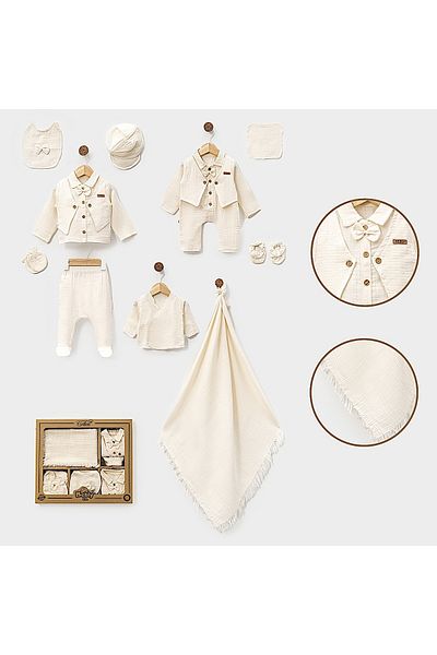MİLAYS LİFE HOME COLLECTİON Baby Boy Muslin Bow Tie Set 0-3 Months
