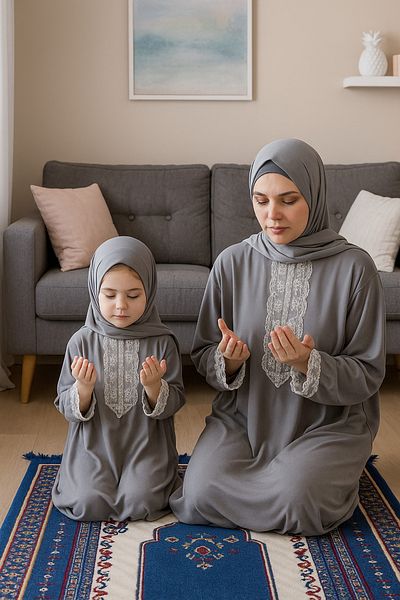 Defkay Mother Daughter Self Headscarf Prayer Dress Suit