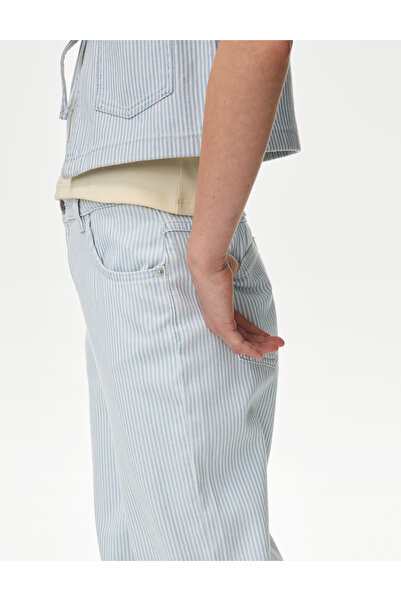 Marks & Spencer Wide Leg Çizgili Jean Pantolon (6-16 Yaş)