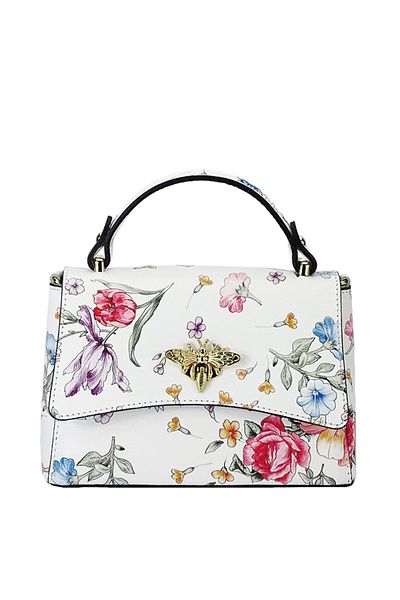 SOFILINE Geantă mică albă cu imprimeu floral din piele naturală 1523 120