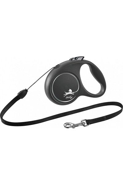 Flexi Lesa Black Design, Retractabila, Snur, marimea S, 5 m/12 kg, Argintiu