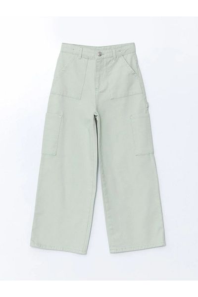 LC Waikiki Lcw Kids Green Waist Adjustable Elastic Girl's Cargo Jean Pants