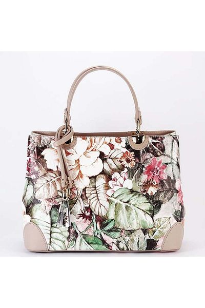 SOFILINE Taupe bag with floral print made of genuine leather 1330 M9