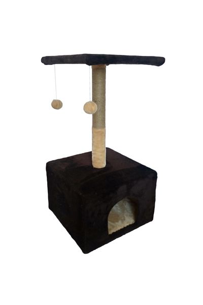 Agility Cat play set, tower type with platform, house and tassels, brown