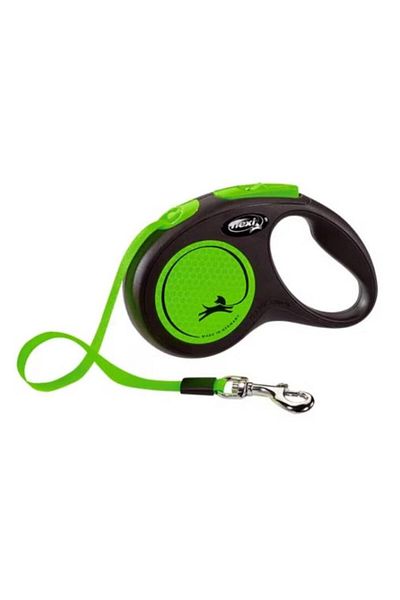 Flexi Lesa New Classic Neon, cu Banda, marimea S/5 m, Verde