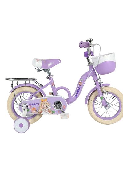 OEM Bicicletă pentru fete cu coș frontal, portbagaj și roți de antrenament, vârstă recomandată 3-5 ani