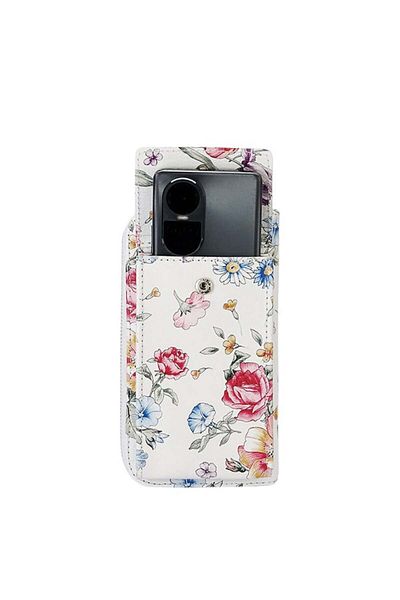 SOFILINE Portofel și husă de telefon din piele naturală 8971 07 Alb cu imprimeu floral