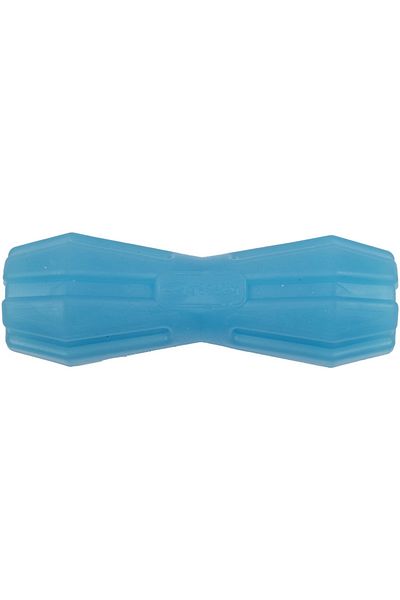 Agility Rubber toy for dogs, Dumbbell shape with hole, 12 cm, blue