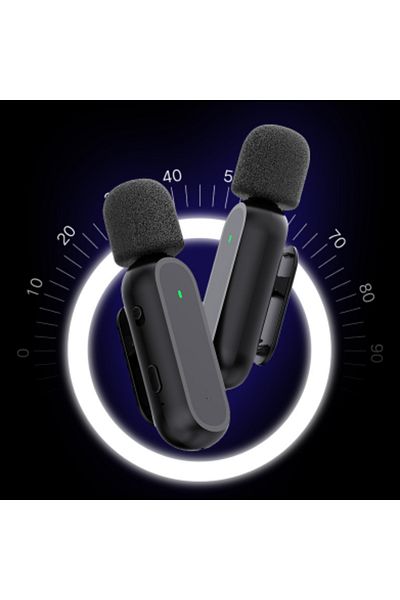 Adsinio Set of 2 Lavalier Microphones 3 In 1, Adsinio, Wireless, Plug and play,Compatible with Apple, Black