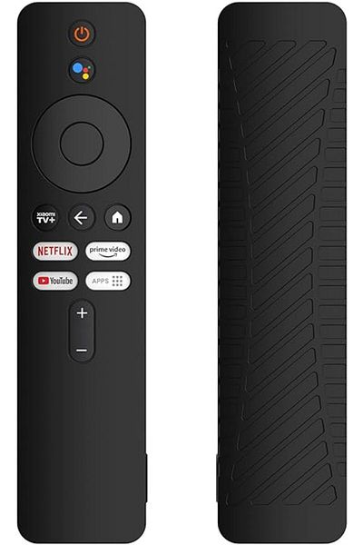The Bros جراب سيليكون لجهاز التحكم عن بعد Xiaomi Mi Box 4K TV (الجيل الثاني) - غطاء مضاد للانزلاق مع حبل (أسود)