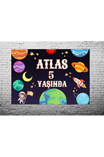 Home Kişiye Özel Uzay Astronot Temalı Doğum Günü Afişi 100x70 cm