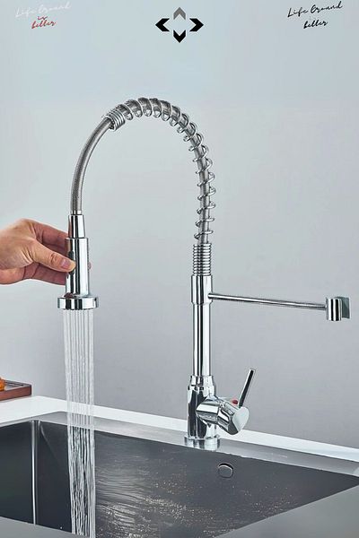 LİGROUND Industrial Kitchen Faucet Modern Sink Faucet Stainless Steel Spiral Rotatable Detachable