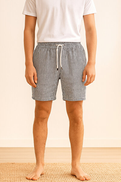 Calista home Men's Striped Pocket Shorts – Soft Fabric, Comfortable Fit, Summer