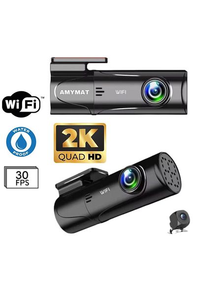 AMYMAT Camera Auto DVR K34 Dash Cam Full HD 2K UHD cu Wi-Fi GPS