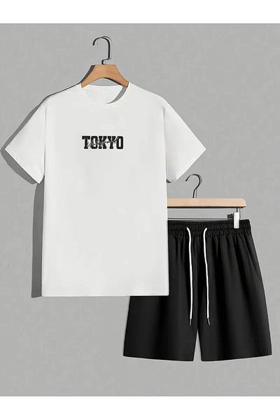 AEMİ Unisex Tokyo Car Printed Oversize T-Shirt Shorts Set
