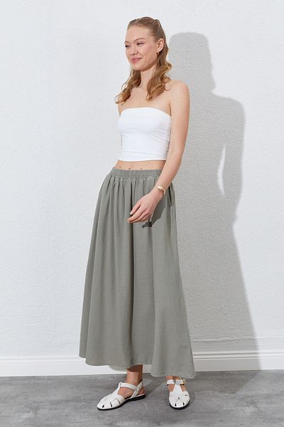 EDITION WOMAN Long Women's Skirt with Elastic Waist, Pockets and Comfortable Fit |   Ek100291338