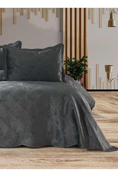 Bikaya Home Embroidered Velvet Double 3 Piece Bedspread Set - 250X260 cm