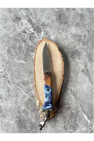 empressnaturalstone Mavi Hibrit Epoksi Kamp Çakısı – 8,5 cm Namlu – Sırttan K...