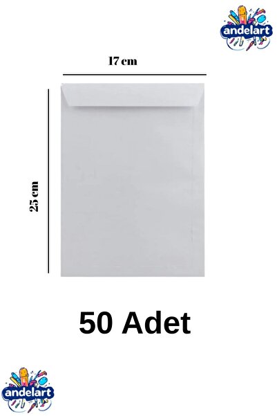 andelart Torba Zarf 17x25 Beyaz 90 gr Silikonlu 50 Li