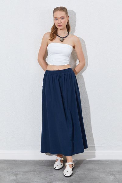 EDITION WOMAN Long Women's Skirt with Elastic Waist, Pockets and Comfortable Fit |   Ek100291338