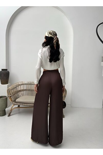 Butik Kahve İnce Saten Pantolon