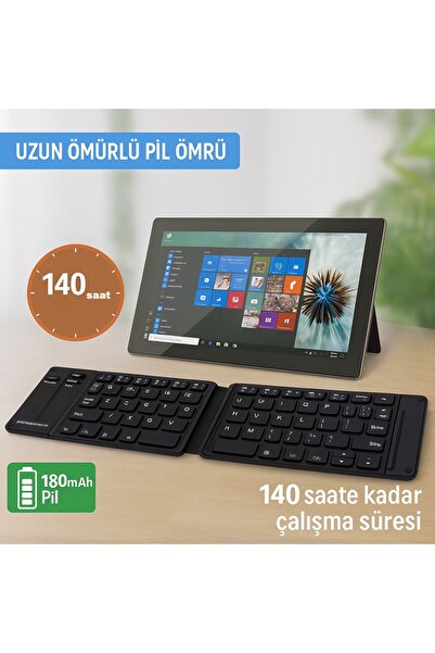 ALYTECH Katlanabilir Bluetooth Klavye 140 Saat Pil Ömrü Pc Telefon Tablet Uyumlu