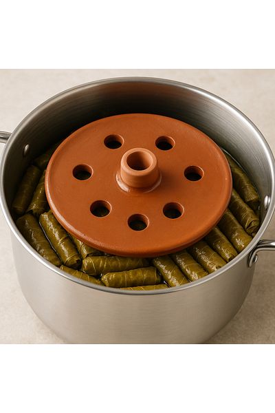 CEZVE HOME Casserole Stuffed Wrap Stone-Ceramic Glazed Perforated Leaf Wrap Cooking Cover 21 cm