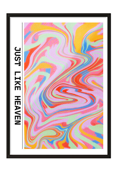 Zestia Tablou cu ramă neagră, text „Just Like Heaven”, poster cu model de val...