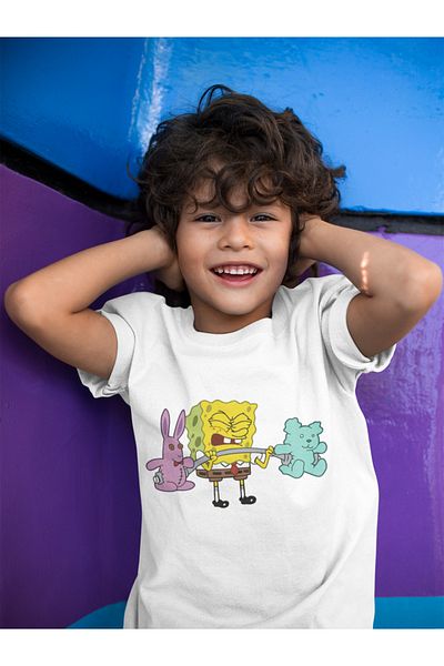 SEVBANO Sports Spongebob Printed Unisex Cartoon Children's T-Shirt (1-12 Years)