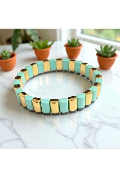 AKSESUARIM Women's Porcelain Rubber Thread Bracelet