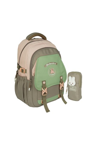 RKY SERENITY Relaxion Imported Waterproof Fabric Multi-Compartment Inner Lining Backpack and Pen Holder Set