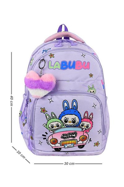 Baginn Set de 3 geanți pentru școală primară Labubu 42*30 cm Cutie de prânz Trusa de creion țesătură ortopedică hidrofugă