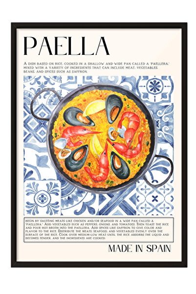 Zestia Tablou cu ramă neagră, farfurie pentru paella, decor pentru bucătărie,...