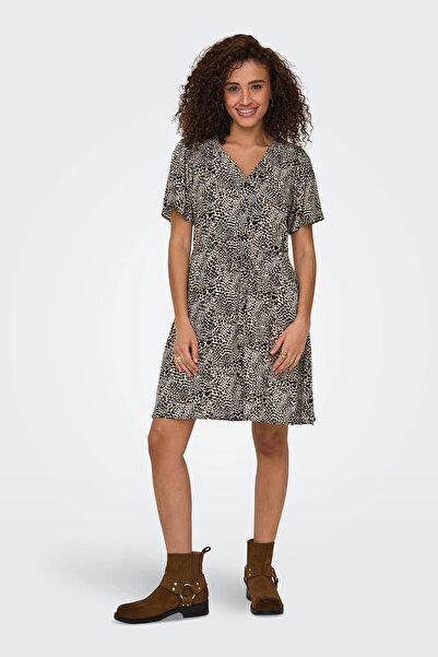 ONLY Onlevida Patterned Regular Fit Mini Size V Neck Dress Dress 15237382