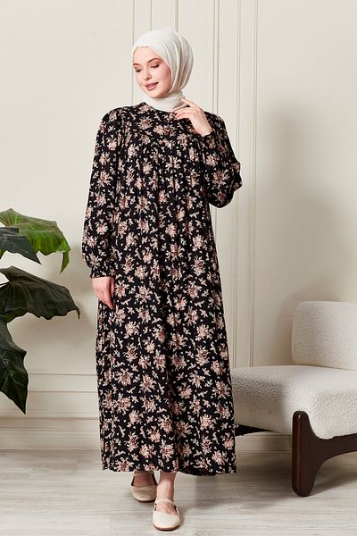 fistan Φόρεμα με λουλουδάτο στρογγυλό ρόμπα Mother Hijab