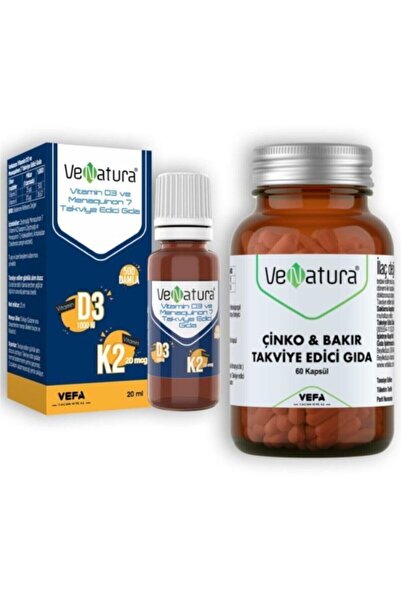 VeNatura Çinko & Bakır 60 Kapsül + D3 K2 Damla 20 Ml