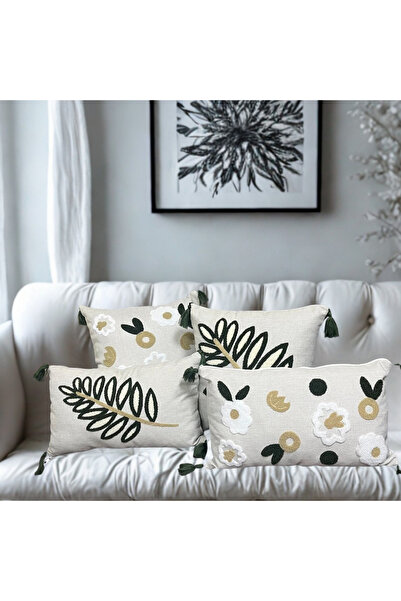 e-Bizz Store 4 Pieces Punch Embroidered Throw Pillow Case