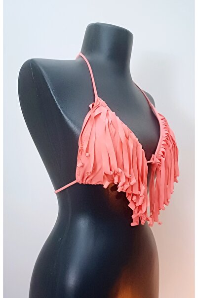 Nishstyle Üstü Somon Penbe Püsküllü Brezilian Bikini Takım
