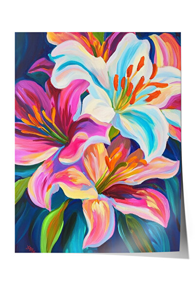 Zestia Плакат без рамка, лилии, ярки цветове, цифрова живопис Плакат №: 107307