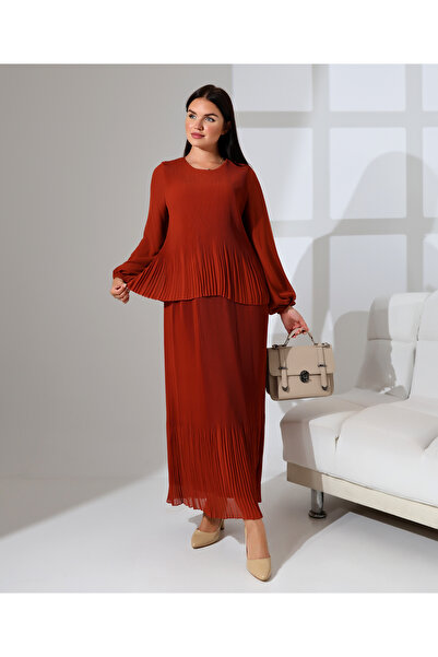 Fi'l Arz Fashion Long Battery Dress with Skirt Look